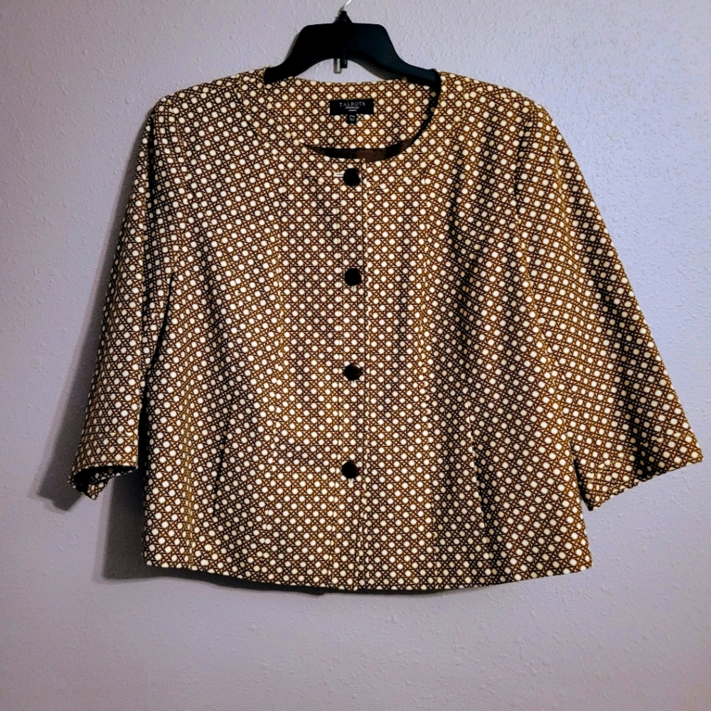 Talbots Jewel Neck Three Quarter Sleeve Blazer Jacket 20w
